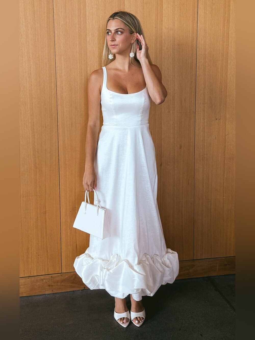 Show Me Your MuMu Rebecca Midi White Taffeta Dress S Wedding Bridal Party Formal - Picture 2 of 9